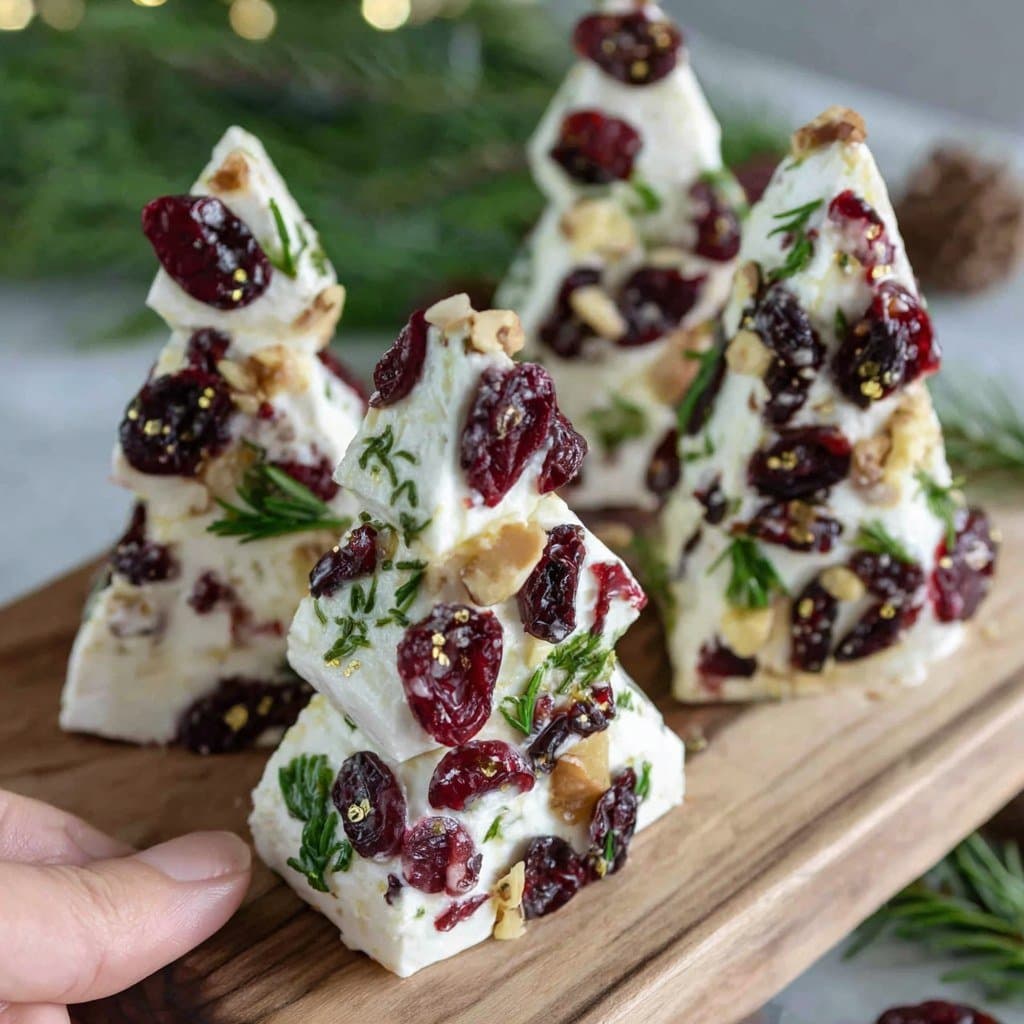 Recette de Sapin de Fromage Frais, Cranberries & Noix