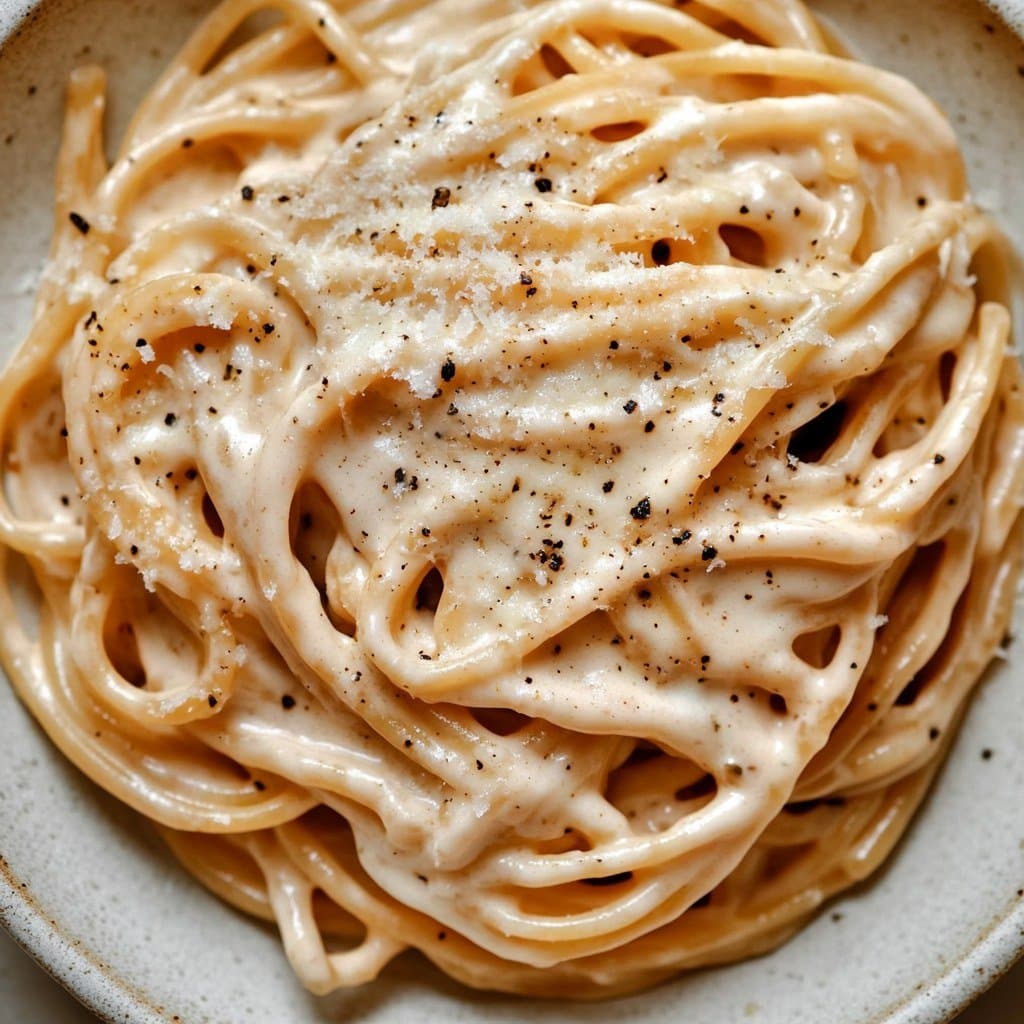 Espaguetis Alfredo con Parmesano y Pimienta