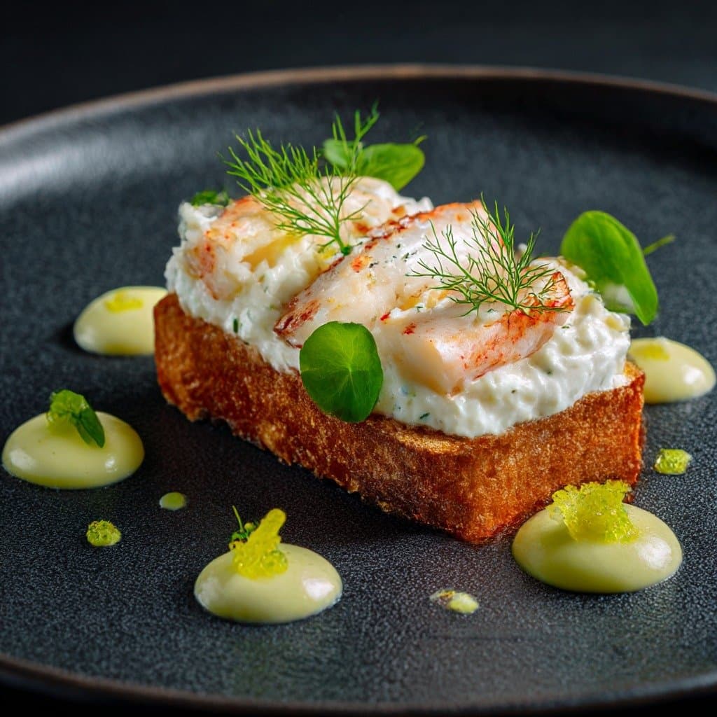 Tartines de Crabe, Fromage Frais aux Herbes & Citron Vert