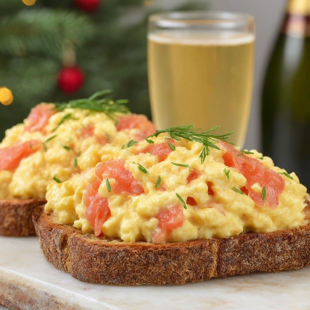 Toasts d'Œufs Brouillés au Saumon Fumé & à l'Aneth