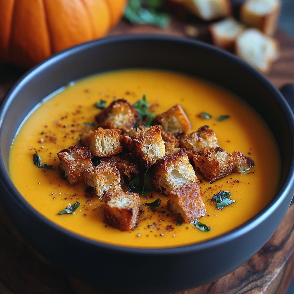Recette de Crema de Calabaza y Croutons Caseros