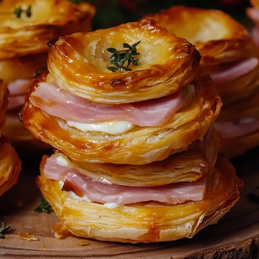 Recette de Mini Puff Pastry Ham and Cheese Vol-au-Vents