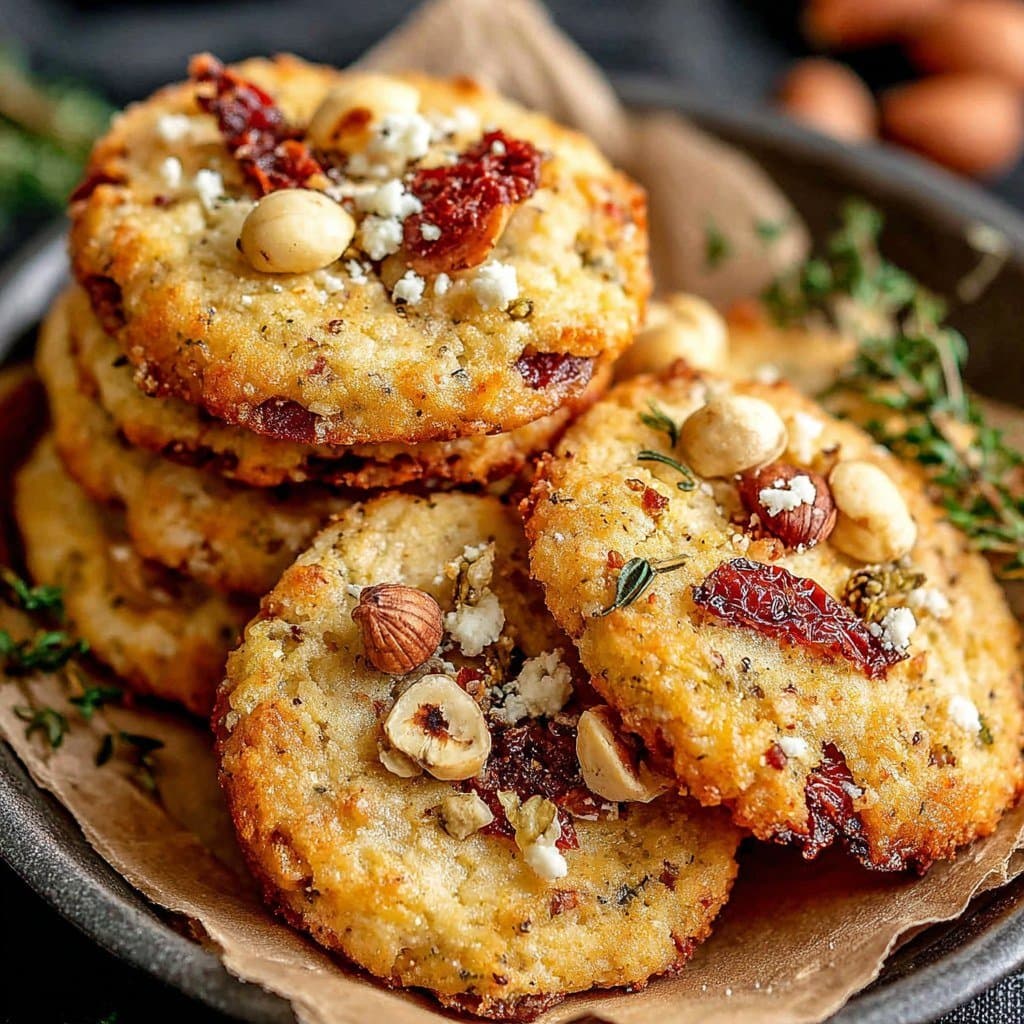 Recette de Galletas Saladas de Queso, Bacon, Tomates Secos y Avellanas