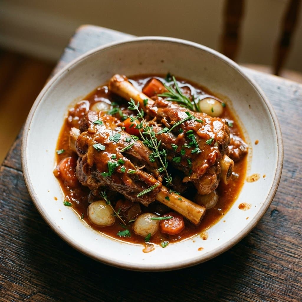 Jarret de Bœuf Braisé Sauce Tomate & Légumes, Simple et Délicieux