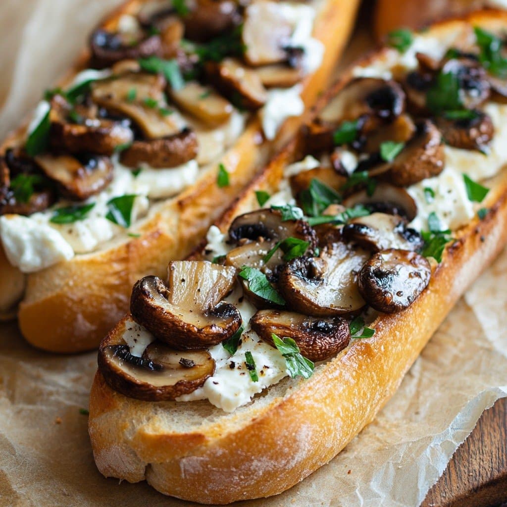 Baguette Gratinée aux Champignons et au Chèvre