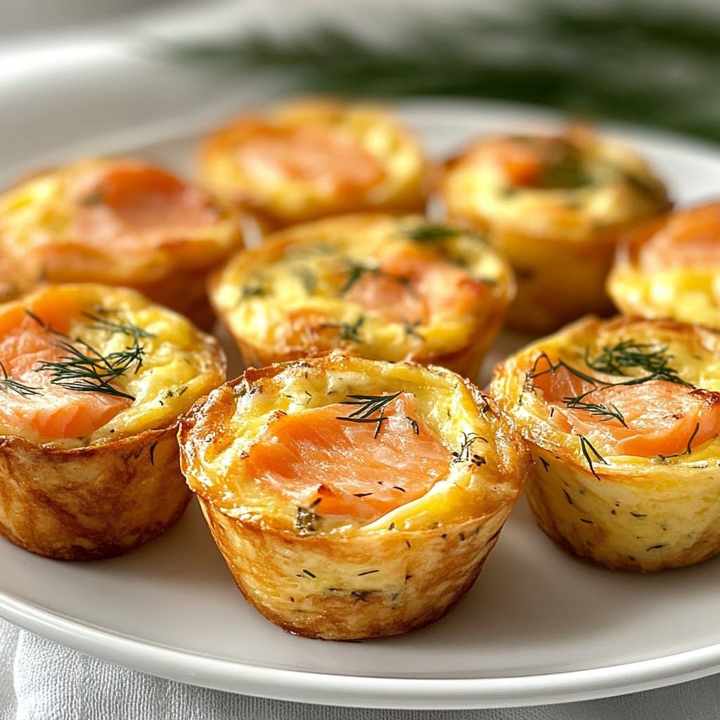 Recette de Recette Mini Quiches Sans Croûte au Saumon Fumé et Aneth