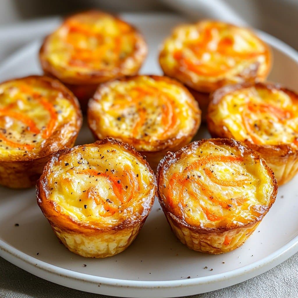 Recette Mini Quiches Sans Croûte aux Carottes Râpées & Cumin