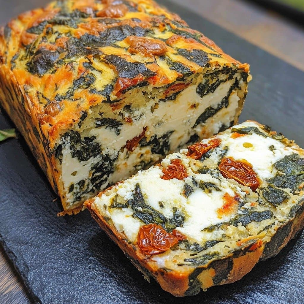 Recette de Recette Cake Salé Épinards, Feta & Tomates Séchées